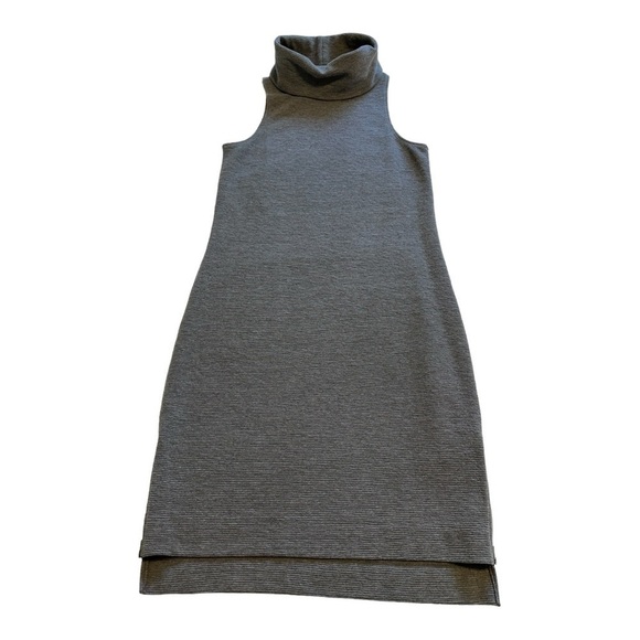 Banana Republic Gray Sleeveless Cowl Turtleneck Ribbed Knit Dress - Size Medium - Picture 4 of 13